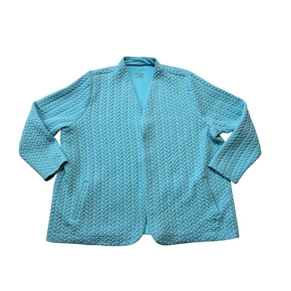 TALBOTS Cardigan Sweater/Blazer;, size 3X; SOFT; Teal Blue lightweight layer - Picture 1 of 11